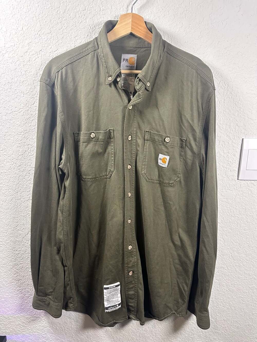 Carhartt Flame Resistant Force Shirt Size Medium Green